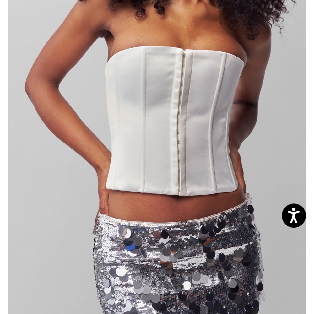 Danielle Guizio White Strapless Corset Top